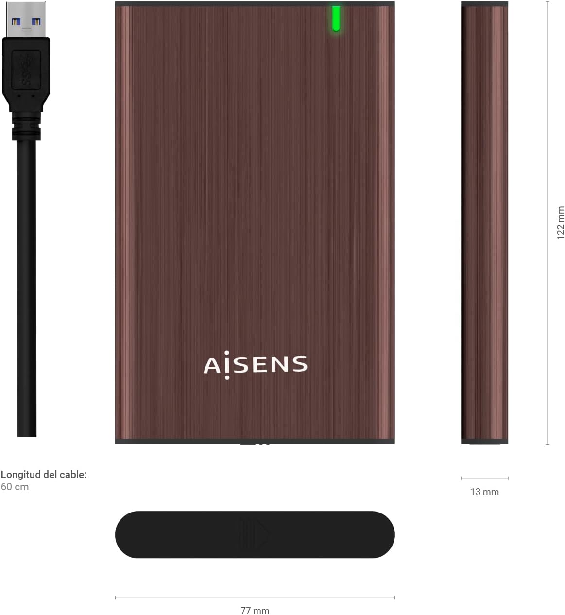 Caixa Externa para Disco Rígido de 2.5" Aisens ASE-2525BWN/ USB 3.0/ Sem parafusos - Imagem 4