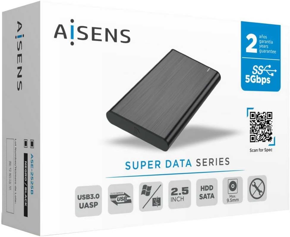 Capa Externa para Disco Rígido de 2.5" Aisens ASE-2525B/ USB 3.1/ Sem parafusos - Imagem 4