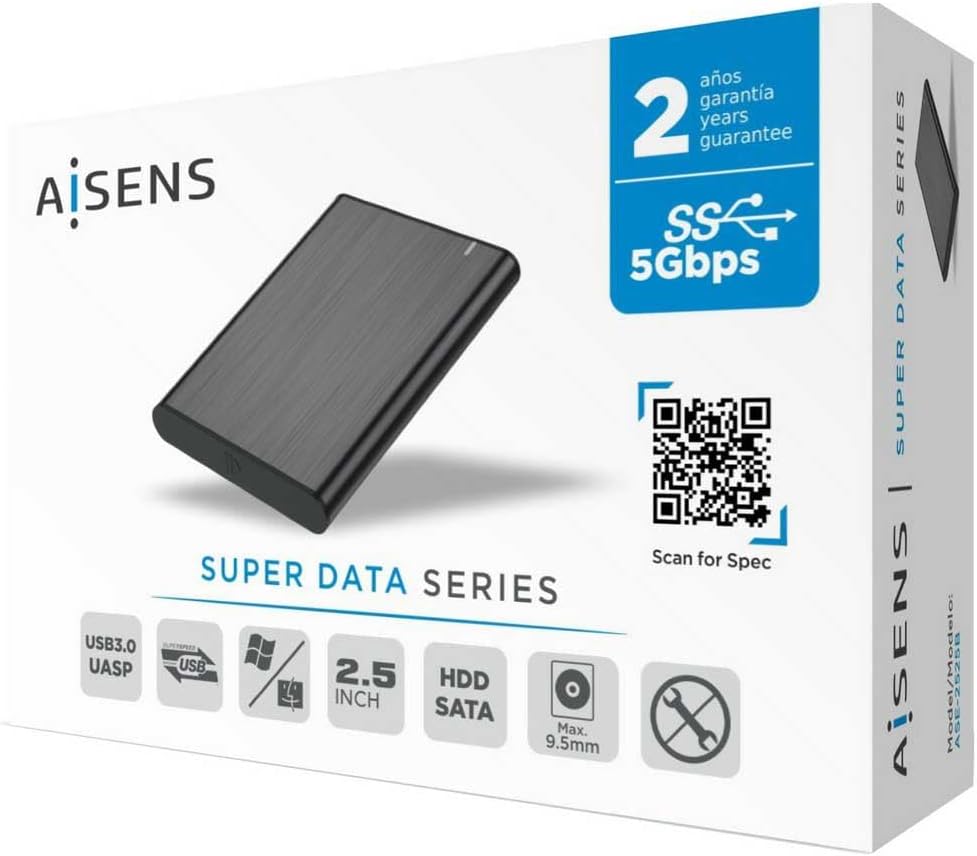 Capa Externa para Disco Rígido de 2.5" Aisens ASE-2525B/ USB 3.1/ Sem parafusos - Imagem 5