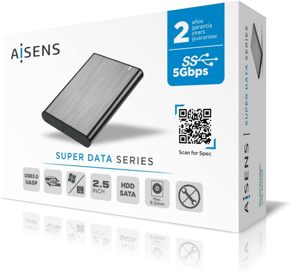 Caixa Externa para Disco Rígido de 2.5" Aisens ASE-2525GR/ USB 3.1/ Sem Parafusos - Imagem 4