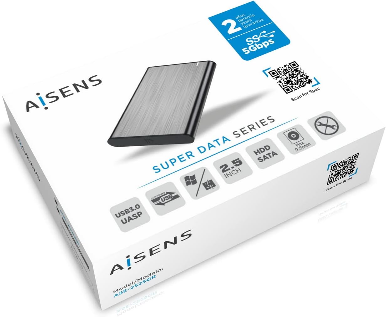 Caixa Externa para Disco Rígido de 2.5" Aisens ASE-2525GR/ USB 3.1/ Sem Parafusos - Imagem 5