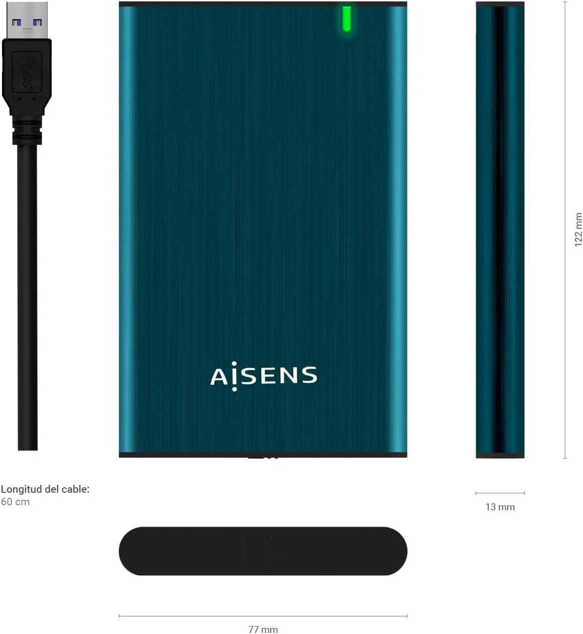 Caixa Externa para Disco Rígido de 2.5" Aisens ASE-2525PB/ USB 3.0/ Sem parafusos - Imagem 4