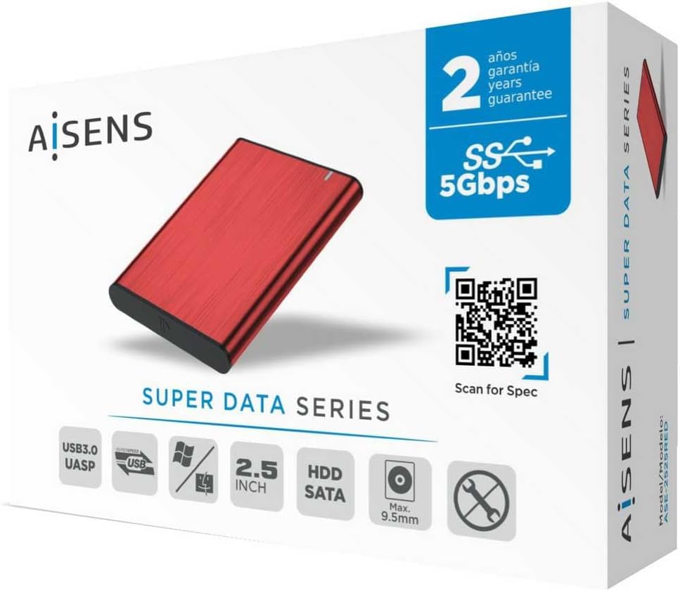 Caixa Externa para Disco Rígido de 2.5" Aisens ASE-2525RED/ USB 3.1/ Sem parafusos - Imagem 5