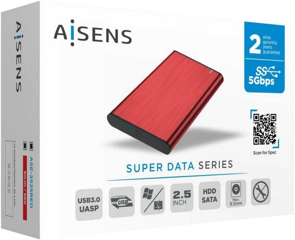 Caixa Externa para Disco Rígido de 2.5" Aisens ASE-2525RED/ USB 3.1/ Sem parafusos - Imagem 4