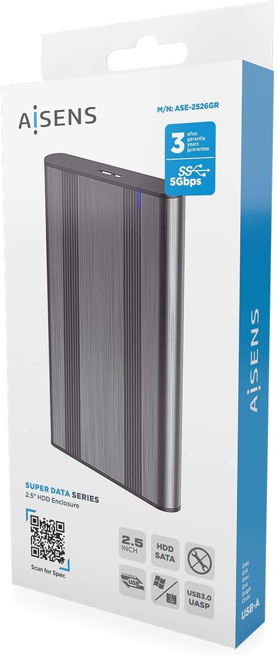Caixa Externa para Disco Rígido de 2.5" Aisens ASE-2526GR/ USB 3.1/ Sem parafusos - Imagem 6