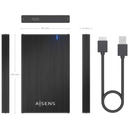 Capa Externa para Disco Rígido de 2.5" Aisens ASE-2527B/ USB 3.1 - Imagem 4