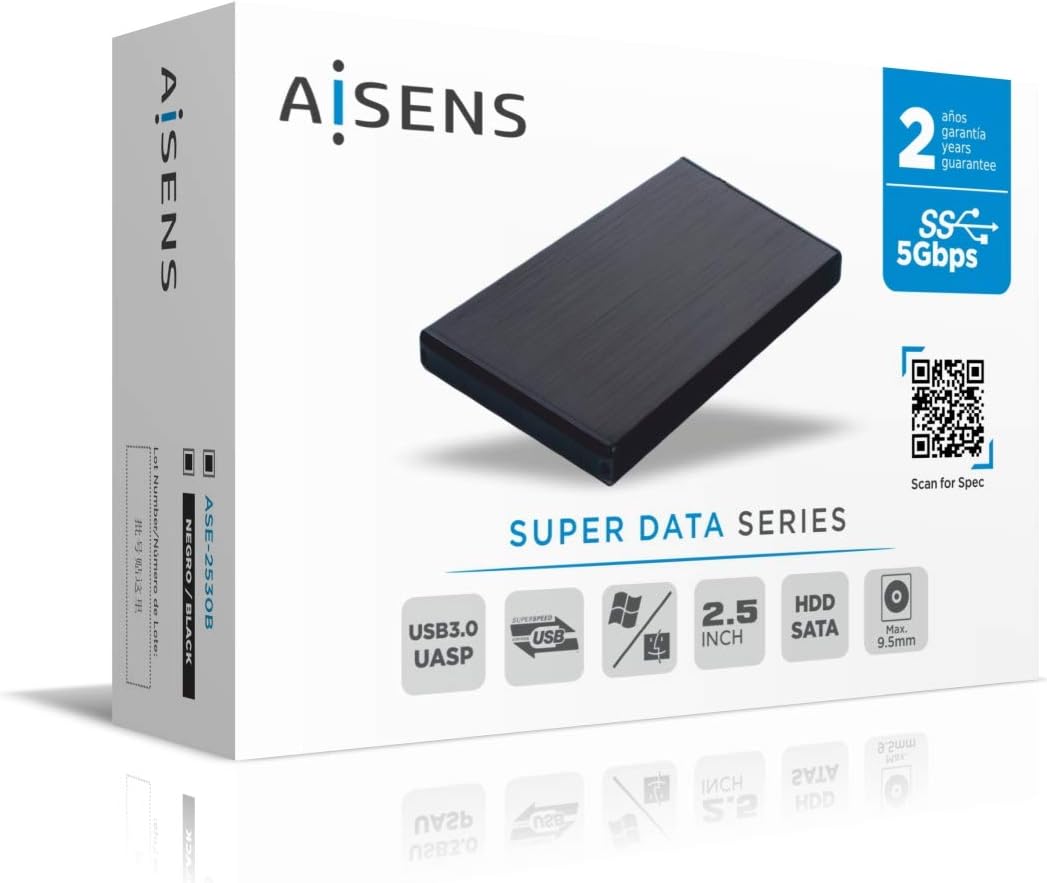 Caixa Externa para Disco Rígido de 2.5" Aisens ASE-2530B/ USB 3.1 - Imagem 3