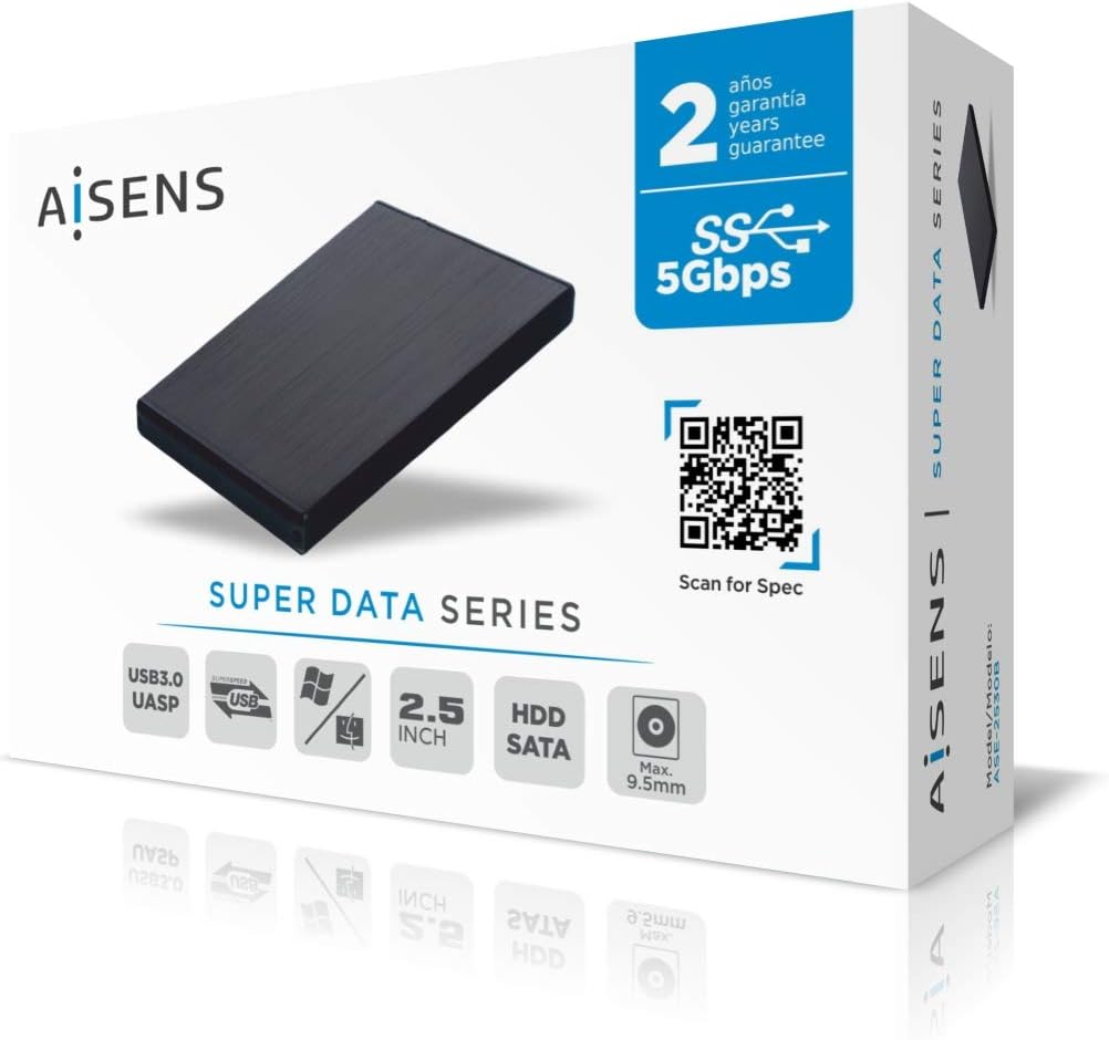 Caixa Externa para Disco Rígido de 2.5" Aisens ASE-2530B/ USB 3.1 - Imagem 4
