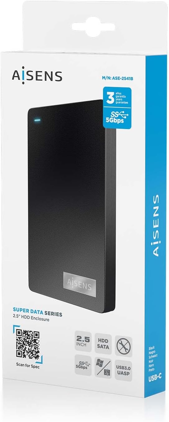 Câmara Externa para Disco Rígido de 2.5" Aisens ASE-2541B/ USB 3.1/ Sem parafusos - Imagem 8