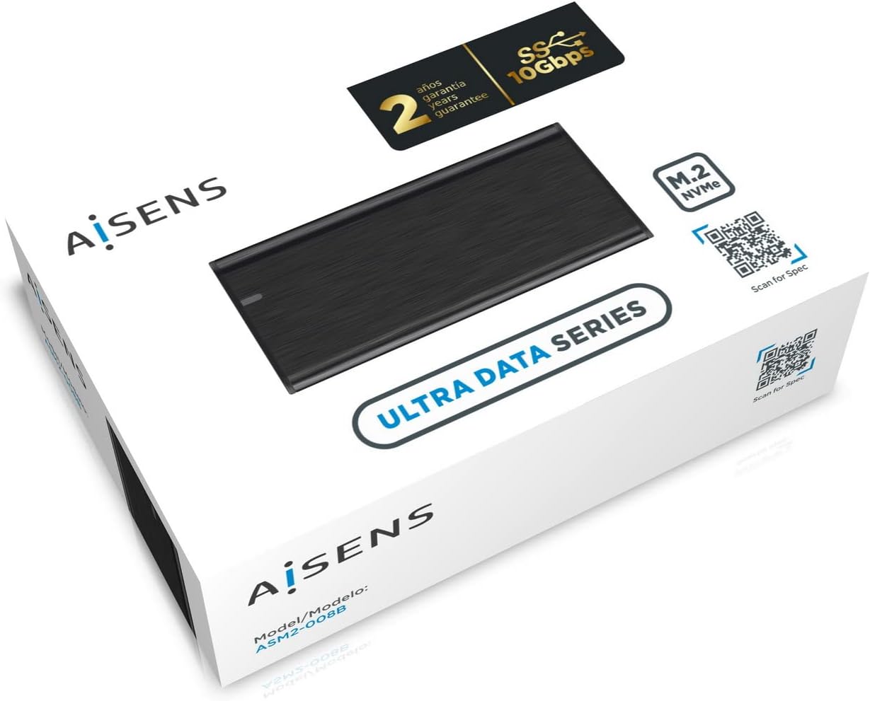 Caixa Externa para Disco SSD M.2 NVMe Aisens ASM2-008B/ USB 3.2 Gen2/ Sem Parafusos - Imagem 6