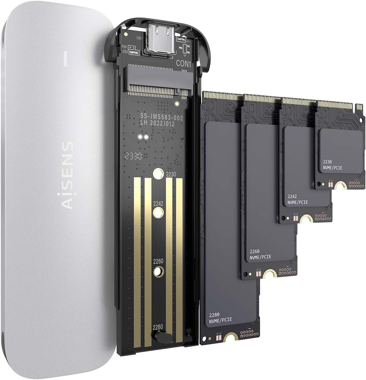 Caixa Externa para Disco SSD M.2 NVMe Aisens ASM2-025SL/ USB 3.2/ Sem parafusos - Imagem 3