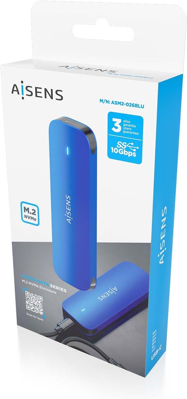 Caixa Externa para Disco SSD M.2 NVMe Aisens ASM2-026BLU/ USB 3.2/ Sem parafusos - Imagem 7