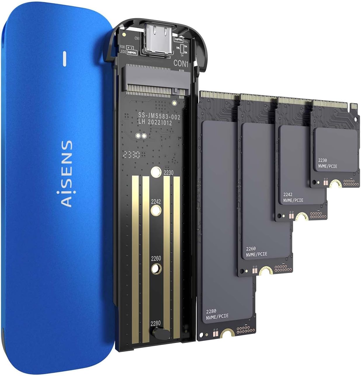 Caixa Externa para Disco SSD M.2 NVMe Aisens ASM2-026BLU/ USB 3.2/ Sem parafusos - Imagem 3