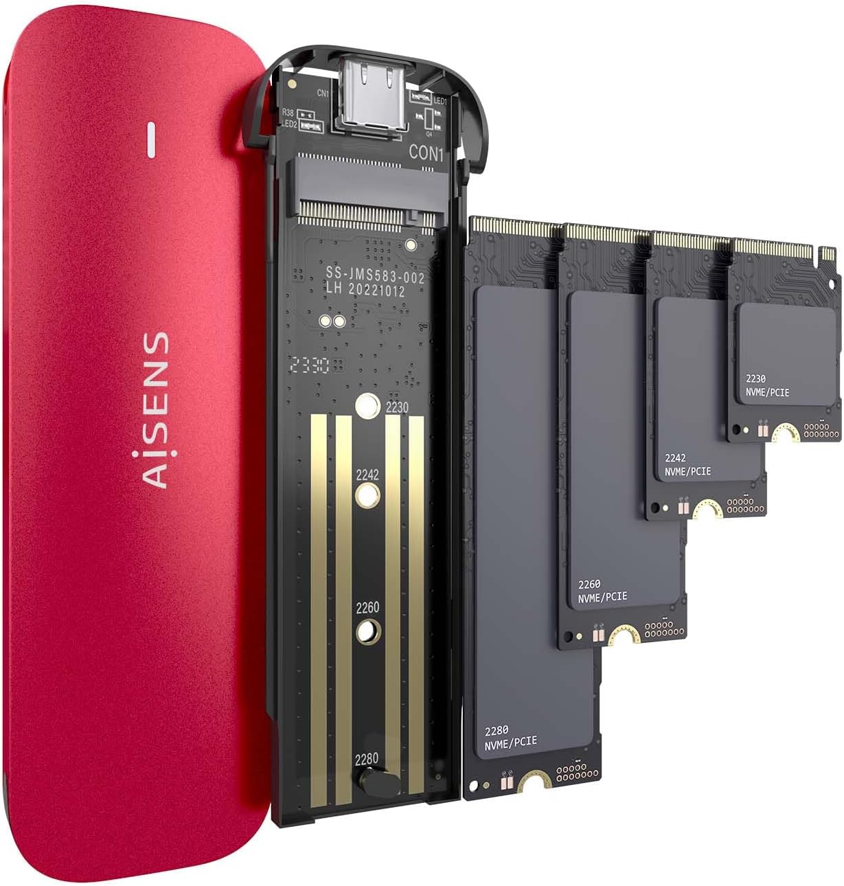 Caixa Externa para Disco SSD M.2 NVMe Aisens ASM2-027RED/ USB 3.2/ Sem parafusos - Imagem 3