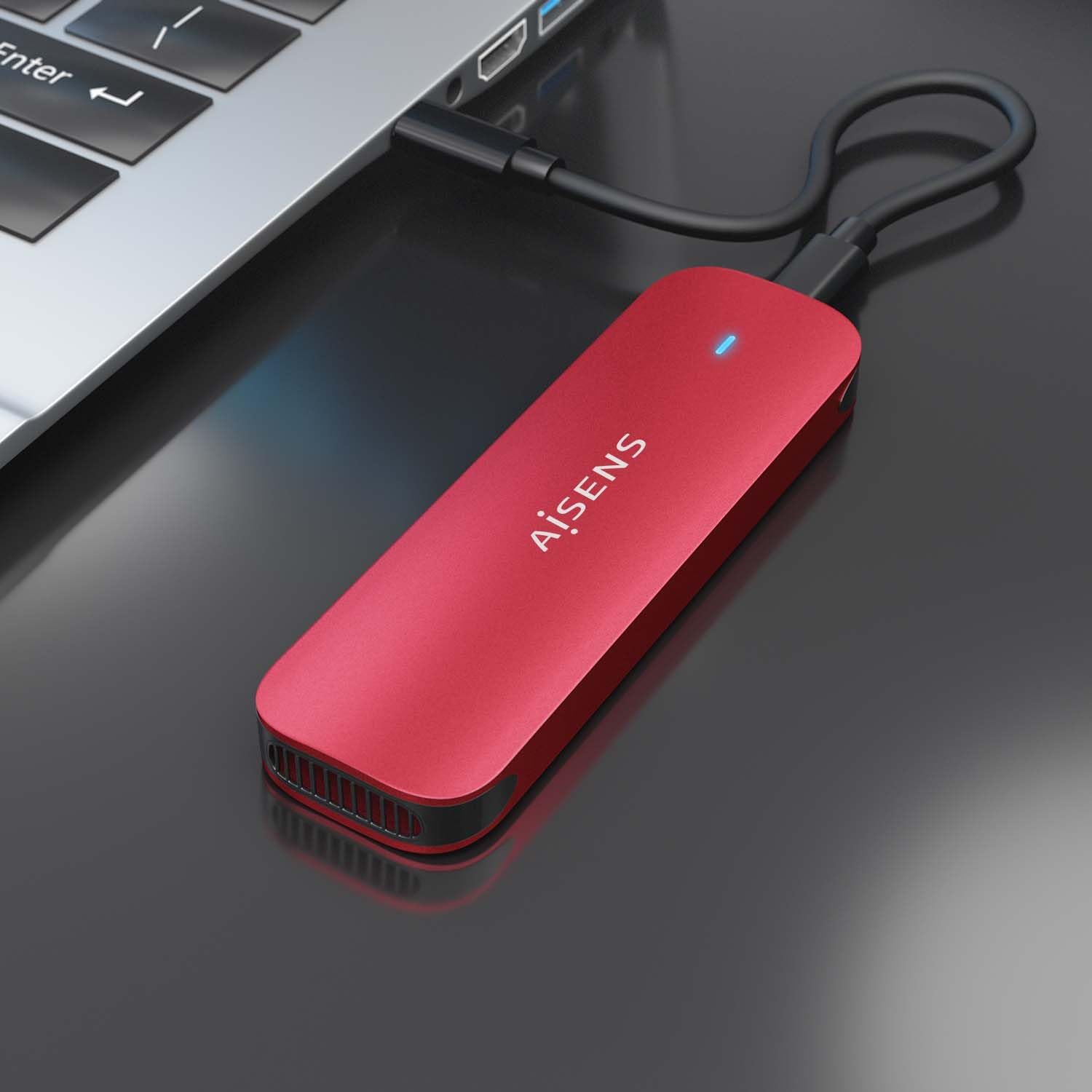 Caixa Externa para Disco SSD M.2 NVMe Aisens ASM2-027RED/ USB 3.2/ Sem parafusos - Imagem 5