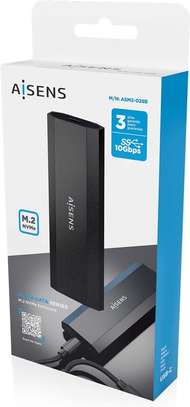 Caixa Externa para Disco SSD M.2 NVMe Aisens ASM2-028B/ USB 3.2/ Sem parafusos - Imagem 7