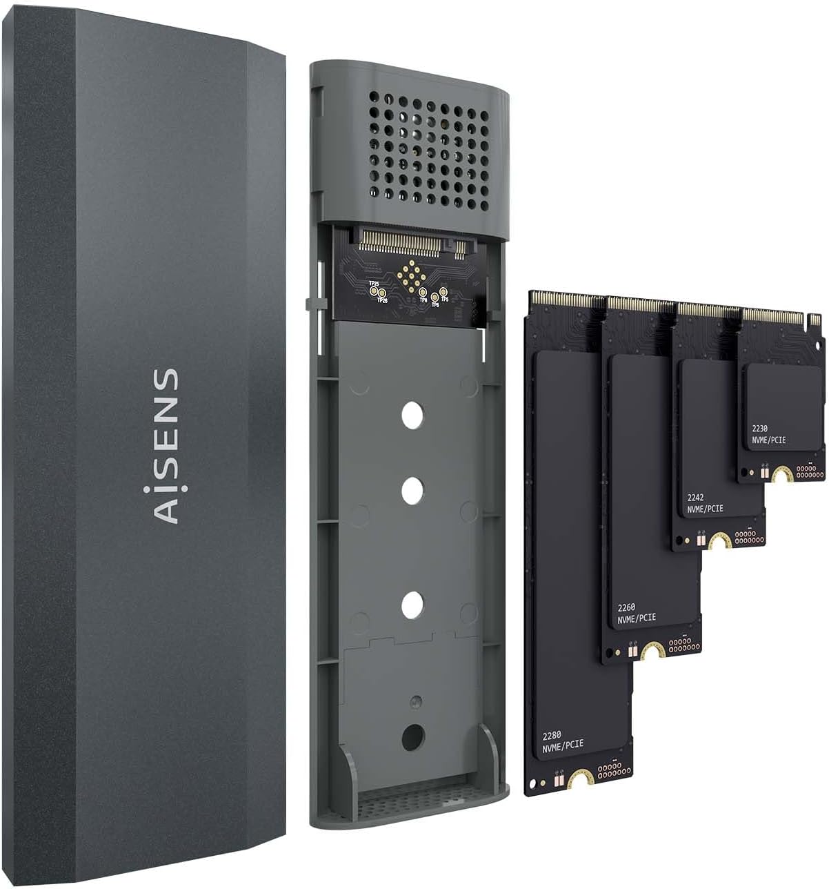 Caixa Externa para Disco SSD M.2 NVMe Aisens ASM2-029GR/ USB 3.2/ Sem parafusos - Imagem 3