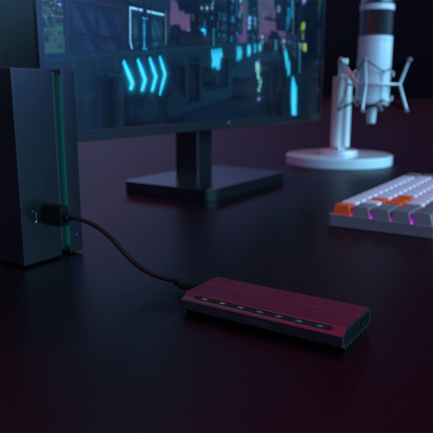 Capa Externa para Disco SSD M.2 SATA/NVMe Aisens ASM2-RGB011GR/ USB 3.2 Gen2/ Sem Parafusos - Imagem 8