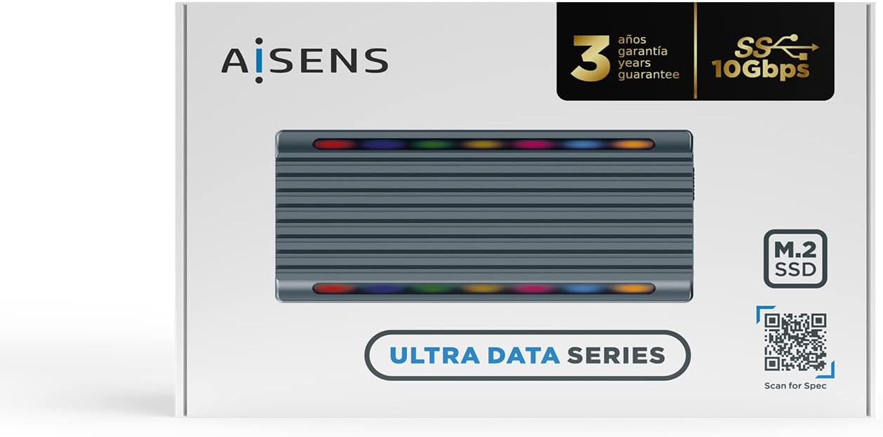 Capa Externa para Disco SSD M.2 SATA/NVMe Aisens ASM2-RGB011GR/ USB 3.2 Gen2/ Sem Parafusos - Imagem 6