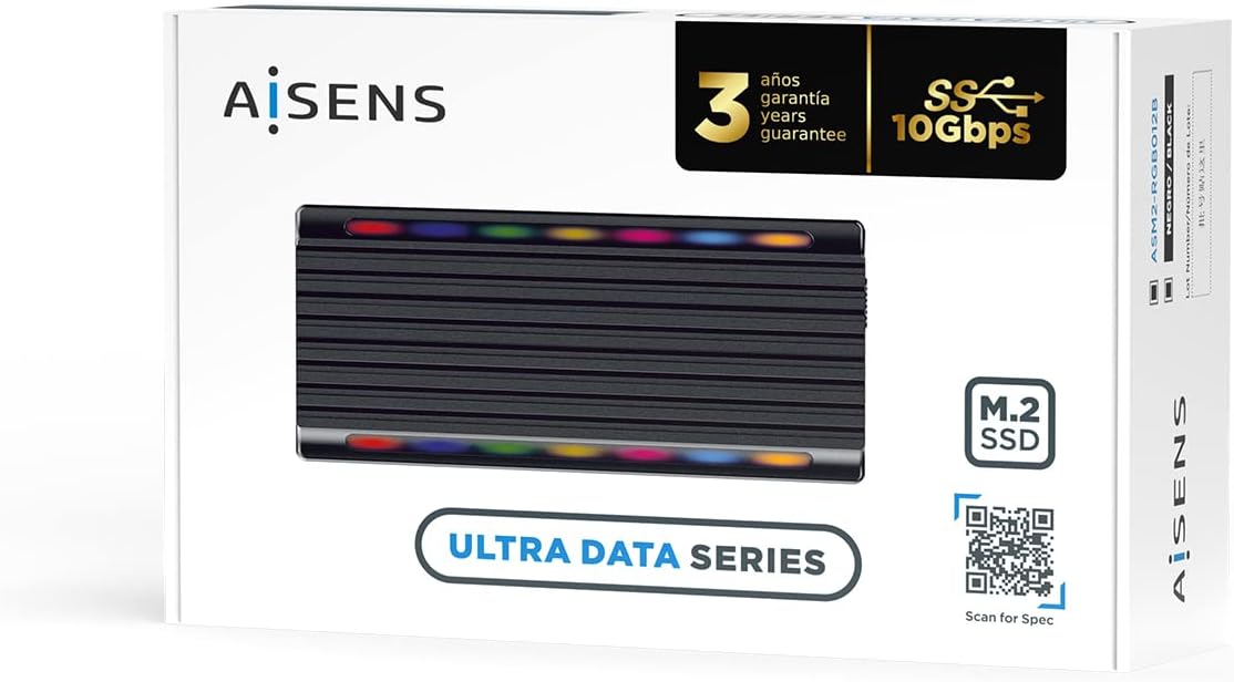 Caixa Externa para Disco SSD M.2 SATA/NVMe Aisens ASM2-RGB012B/ USB 3.2/ Sem Parafusos - Imagem 7