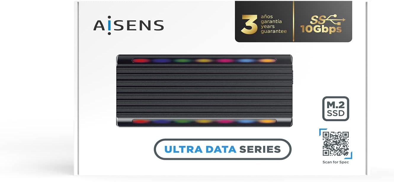 Caixa Externa para Disco SSD M.2 SATA/NVMe Aisens ASM2-RGB012B/ USB 3.2/ Sem Parafusos - Imagem 6