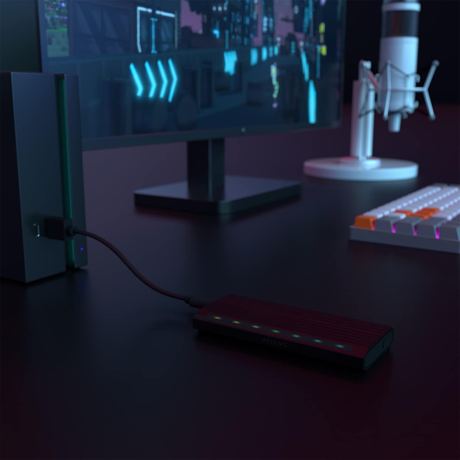 Caixa Externa para Disco SSD M.2 SATA/NVMe Aisens ASM2-RGB012B/ USB 3.2/ Sem Parafusos - Imagem 8