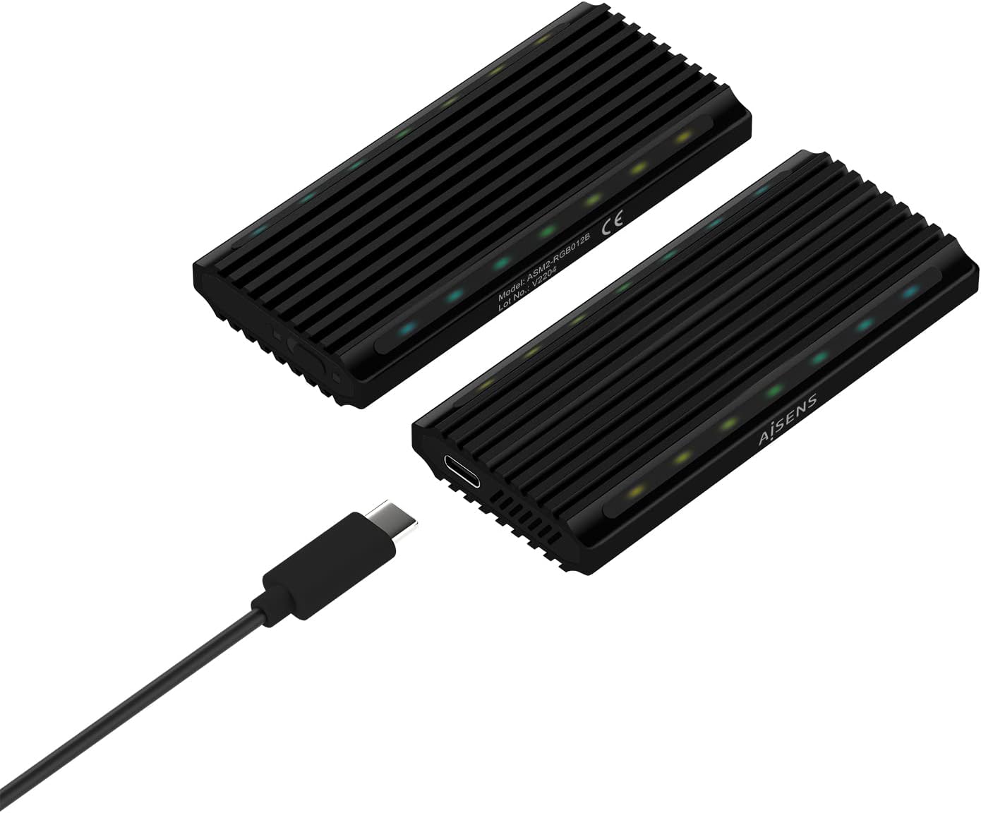 Caixa Externa para Disco SSD M.2 SATA/NVMe Aisens ASM2-RGB012B/ USB 3.2/ Sem Parafusos - Imagem 3