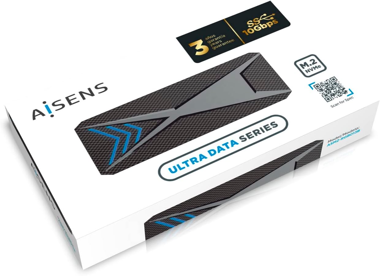 Caixa Externa para Disco SSD M.2 NVMe Aisens ASM2-RGB013B/ USB 3.2 Gen2/ Sem Parafusos - Imagem 6