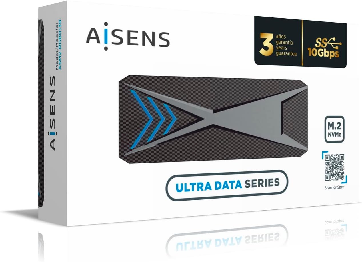 Caixa Externa para Disco SSD M.2 NVMe Aisens ASM2-RGB013B/ USB 3.2 Gen2/ Sem Parafusos - Imagem 5
