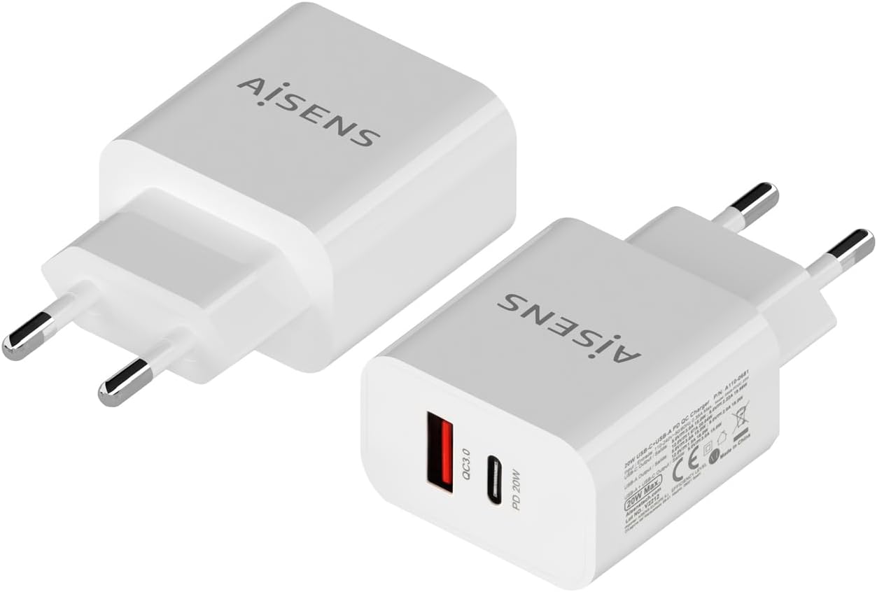 Carregador de Parede Aisens A110-0681/ 1xUSB Tipo-C/ 1xUSB/ 20W - Imagem 2