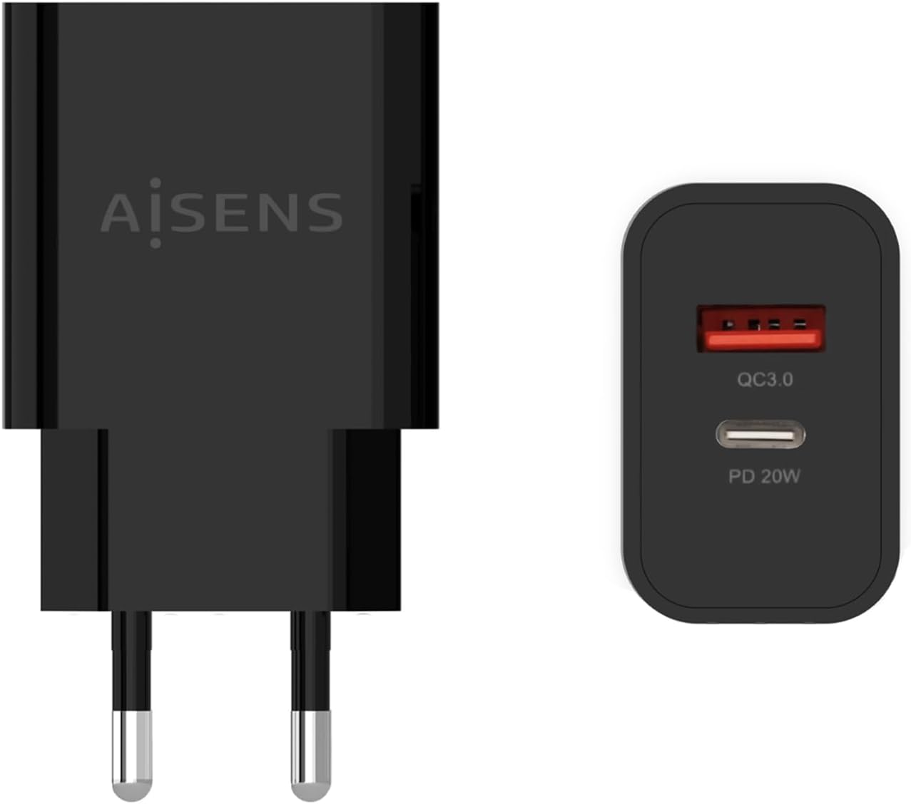 Carregador de Parede Aisens A110-0682/ 1x USB Tipo-C/ 1x USB/ 20W