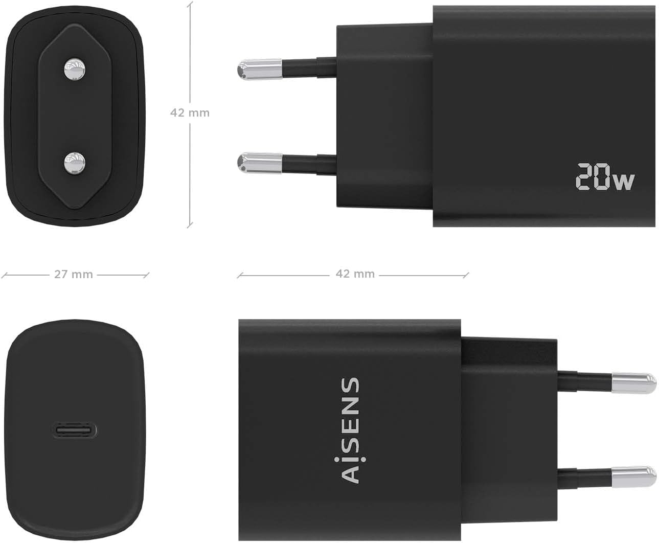 Carregador de Parede Aisens A110-0753/ 1xUSB Tipo-C/ 20W - Imagem 4