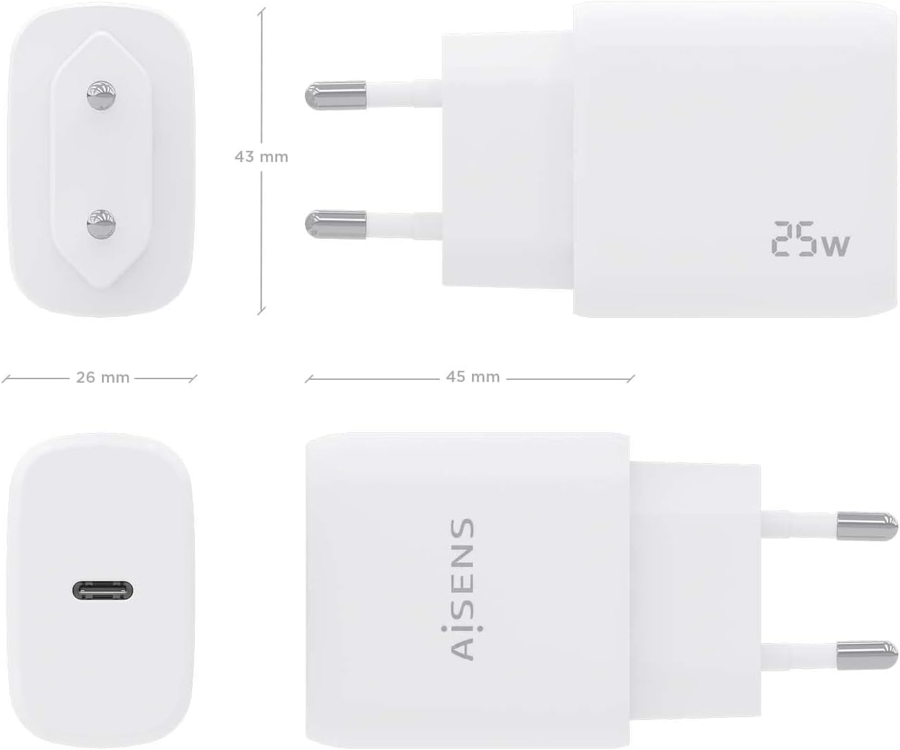 Carregador de Parede Aisens A110-0756/ 1xUSB Tipo-C/ 25W - Imagem 4