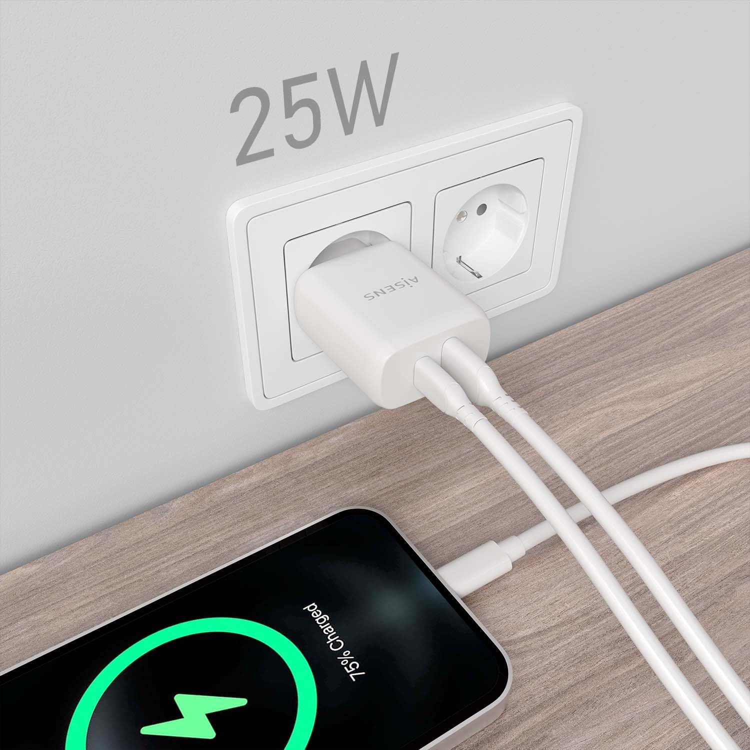 Carregador de Parede Aisens A110-0758/ 1xUSB Tipo-C/ 1xUSB/ 25W - Imagem 5