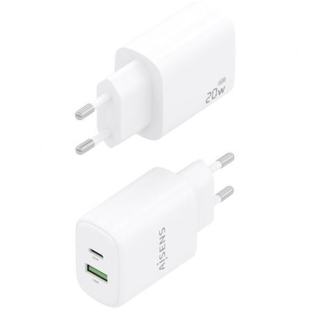 Carregador de Parede GaN Aisens A110-0909/ 1xUSB Tipo-C/ 1xUSB/ 20W/ Branco - Imagem 3
