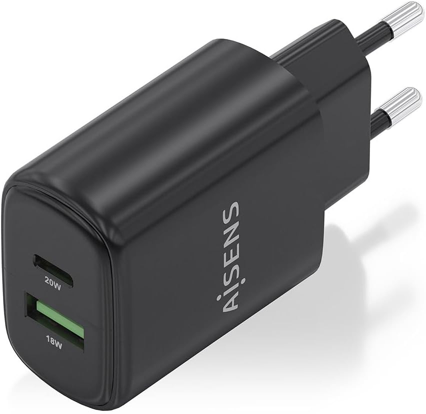 Carregador de Parede GaN Aisens A110-0910/ 1xUSB Tipo-C/ 1xUSB/ 20W/ Preto - Imagem 2