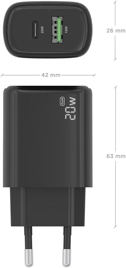 Carregador de Parede GaN Aisens A110-0910/ 1xUSB Tipo-C/ 1xUSB/ 20W/ Preto - Imagem 4