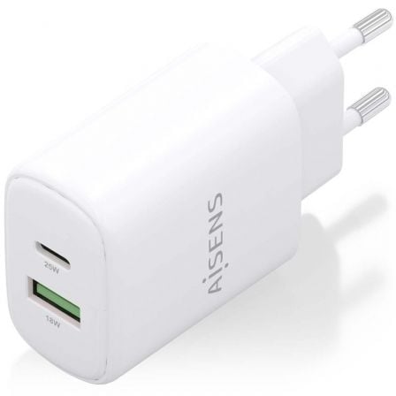 Carregador de Parede GaN Aisens A110-0911/ 1xUSB Tipo-C/ 1xUSB/ 25W/ Branco - Imagem 2