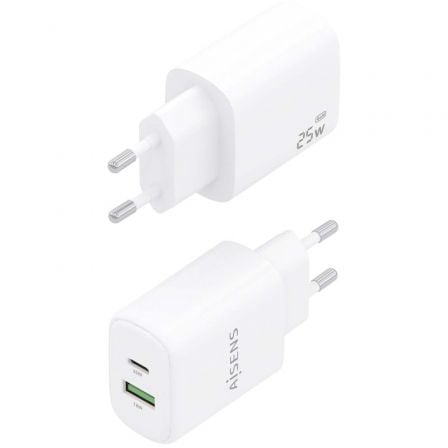 Carregador de Parede GaN Aisens A110-0911/ 1xUSB Tipo-C/ 1xUSB/ 25W/ Branco - Imagem 3