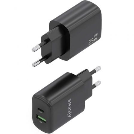 Carregador de Parede GaN Aisens A110-0912/ 1xUSB Tipo-C/ 1xUSB/ 25W/ Preto - Imagem 3