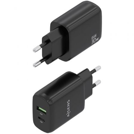 Carregador de Parede GaN Aisens A110-0924/ 1xUSB Tipo-C/ 1xUSB/ 30W/ Preto - Imagem 3