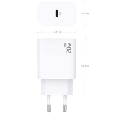Carregador de Parede GaN Aisens A110-0938/ 1xUSB Tipo-C/ 20W/ Branco - Imagem 3