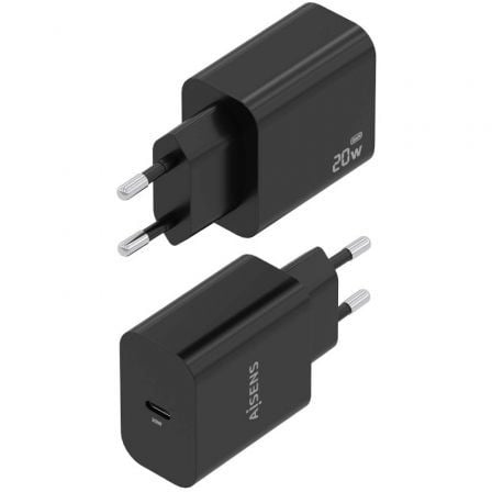Carregador de Parede GaN Aisens A110-0939/ 1xUSB Tipo-C/ 20W/ Preto - Imagem 2