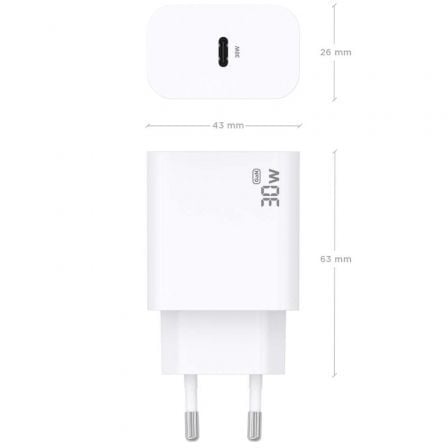 Carregador de Parede GaN Aisens A110-0940/ 1xUSB Tipo-C/ 30W/ Branco - Imagem 3