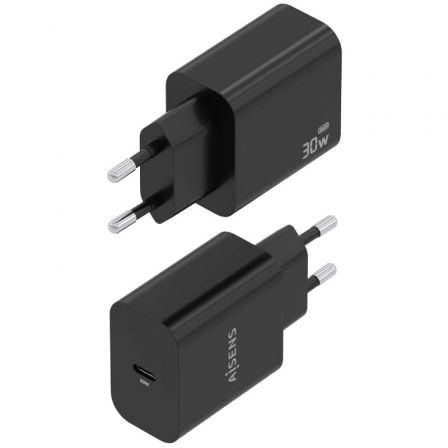 Carregador de Parede GaN Aisens A110-0941/ 1xUSB Tipo-C/ 30W/ Preto - Imagem 2