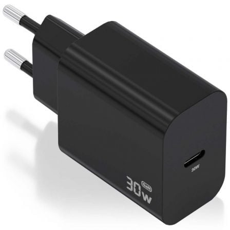 Carregador de Parede GaN Aisens A110-0941/ 1xUSB Tipo-C/ 30W/ Preto