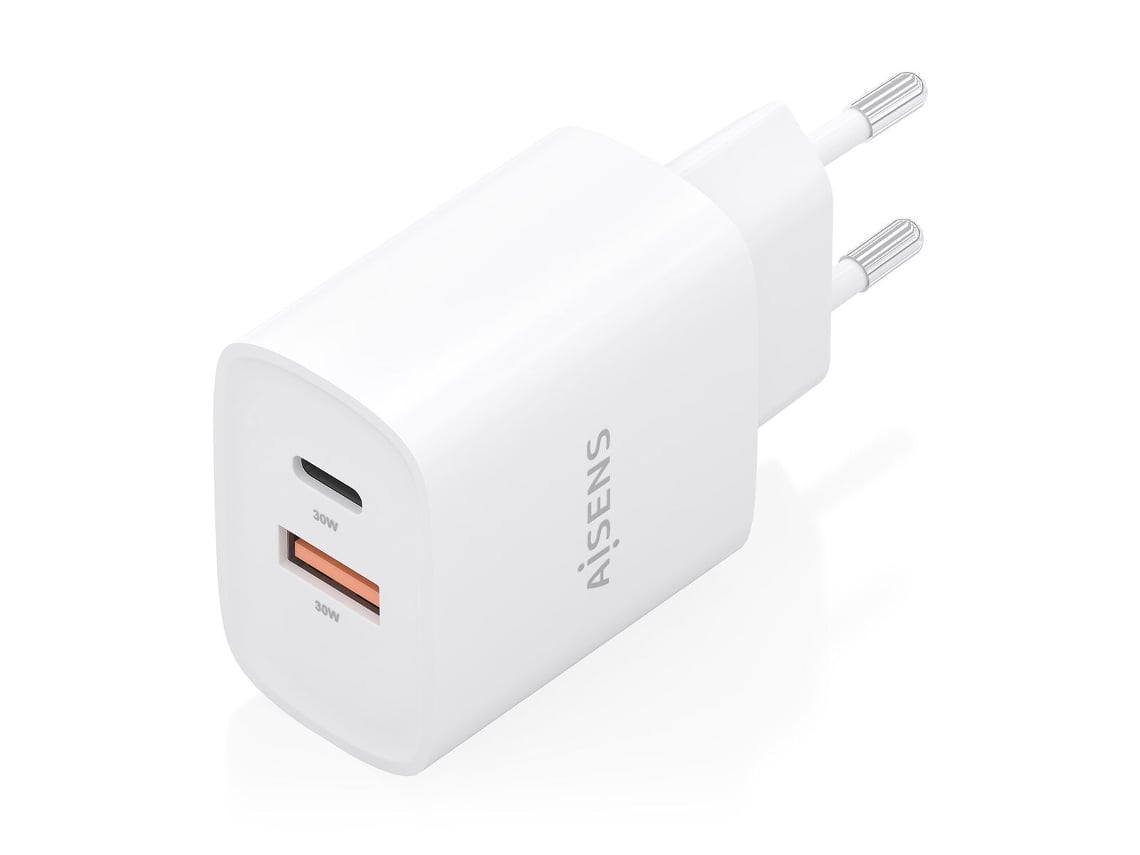 Carregador de Parede GaN Aisens A110-0952/ 1xUSB Tipo-C/ 1xUSB/ 30W/ Branco - Imagem 3