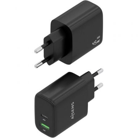Carregador de Parede GaN Aisens A110-0972/ 1xUSB Tipo-C/ 1xUSB/ 45W/ Preto - Imagem 3
