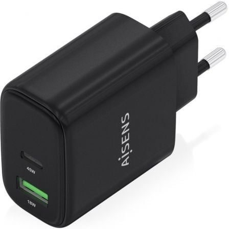 Carregador de Parede GaN Aisens A110-0972/ 1xUSB Tipo-C/ 1xUSB/ 45W/ Preto - Imagem 2