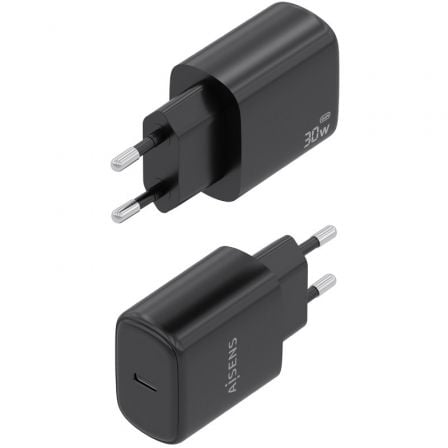 Carregador de Parede GaN Aisens A110-0976/ 1xUSB Tipo-C/ 30W/ Preto - Imagem 3